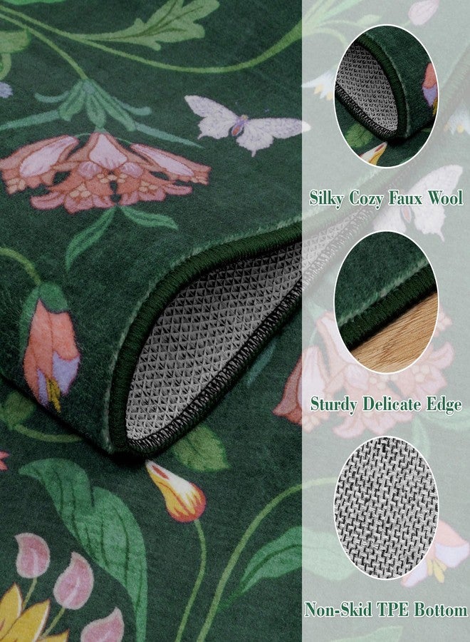 Collive Boho Floral Washable Runner Rug, 2x6 Spring Green Kitchen Runners for Hallways Non Slip, Modern Soft Bedside Rug Low Pile Entryway Carpets for Laundry Room, Bedroom - Image 2